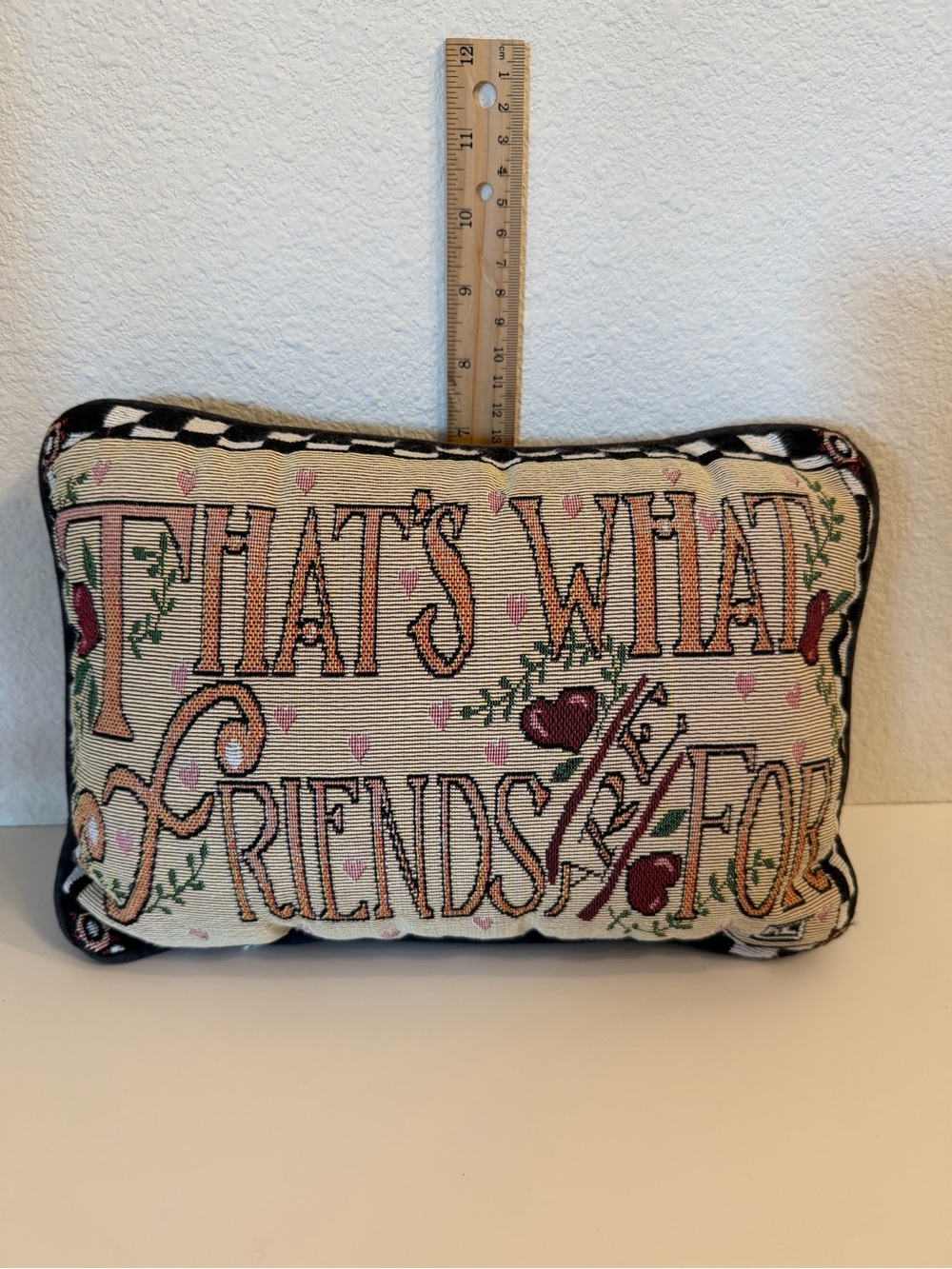 Mary Engelbreit ‘That's What Friends Are For' Cream and Pink Accent Pillow